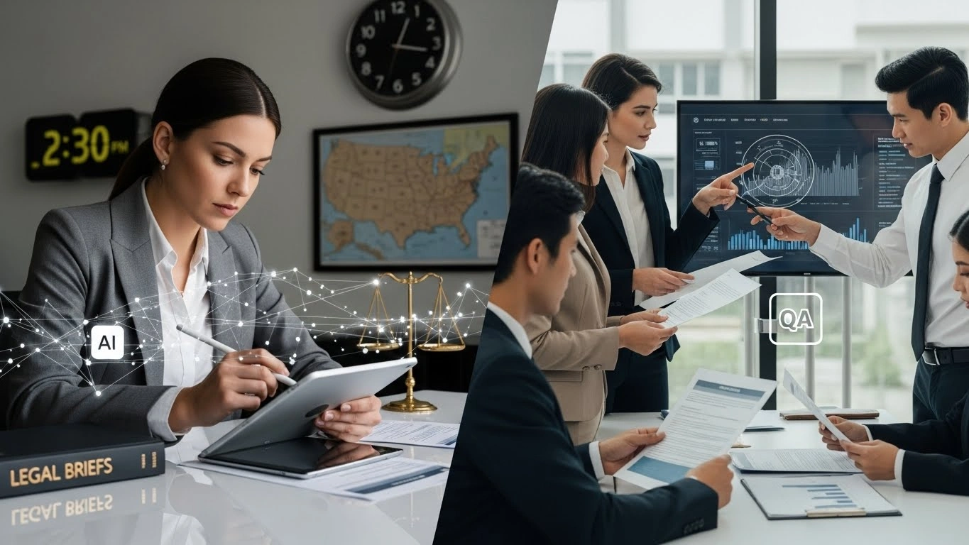 Attorney‑run workflows U.S. time‑zone coverage Human AI with QA
